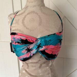 Seafolly Black, pink and turquoise Bikini Top
